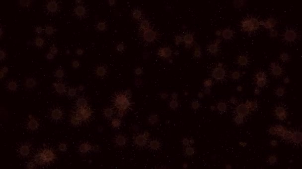 Coronavirus动画背景Covid 19病毒在黑暗背景下漂浮 — 图库视频影像