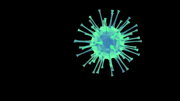 Render Ενός Απομονωμένου Coronavirus 2019 Ncov Που Επιπλέει Μαύρο Φόντο — Αρχείο Βίντεο