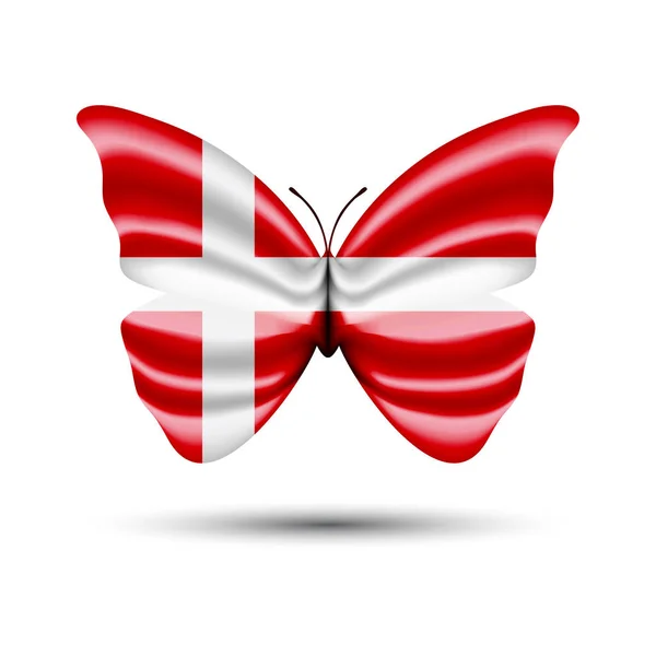 Denmark flag butterfly — Stock Vector