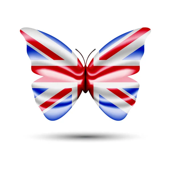 Union jack flag butterfly — Stock Vector