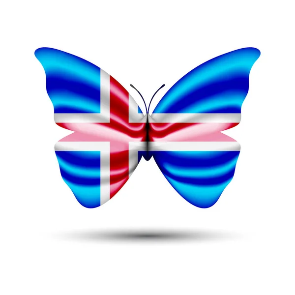 Butterfly flag iceland — Stock Vector