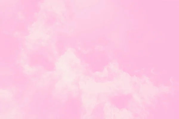 Pink sky background with soft delicate white clouds. Copy space — Stockfoto