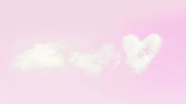 로맨틱 한 배경, 하트 모양의 구름, 분홍빛 하늘. 16: 9 파노라마 형식 — 스톡 사진