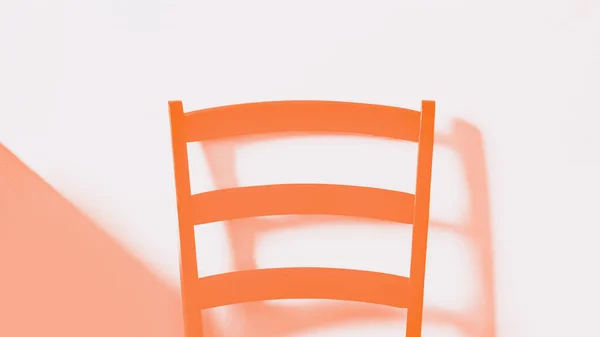 Kolor Pomarańczowy Drewniane Krzesło Białym Tle Ściany Tył Krzesła Szczegóły — Zdjęcie stockowe
