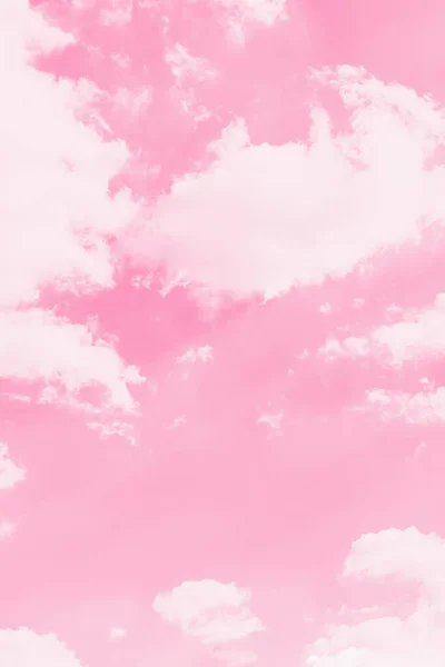 Pink Sky Background Soft Delicate White Clouds Copy Space — 스톡 사진