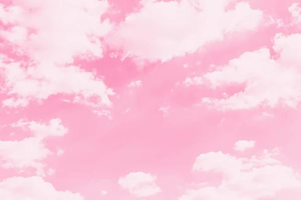 Pink Sky Background Soft Delicate White Clouds Copy Space — 스톡 사진