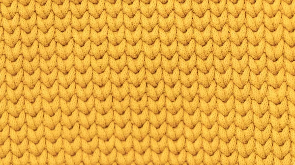 Panoramik Formatta Sarı Hardal Rengi Örülmüş Kumaş Yumuşak Doku Arkaplanı — Stok fotoğraf