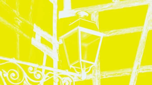 Уличный Фонарь Заднем Плане Деревянной Стены Детали Желтый Тонированный Панорамный — стоковое фото