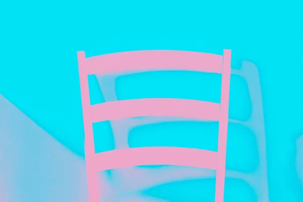 Różowy Neon Krzesło Tle Ściany Kolor Aquamarine Tył Krzesła Szczegóły — Zdjęcie stockowe