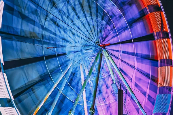Bright Colored Ferris Wheel Motion Abstract Fragment Details — Stock Photo, Image