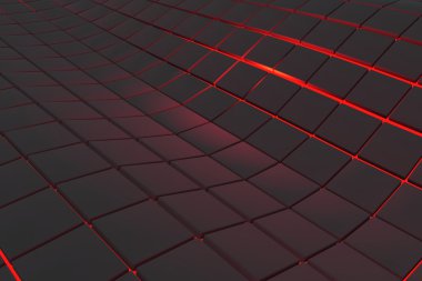 Dalgalı yüzeyi parlak arka plana sahip siyah küpler yapılmış