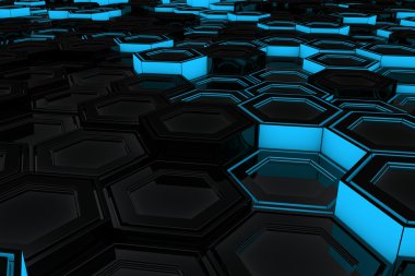 Parlayan altıgenler yapılan endüstriyel arka plan