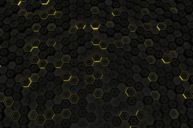 Parlayan altıgenler yapılan endüstriyel arka plan