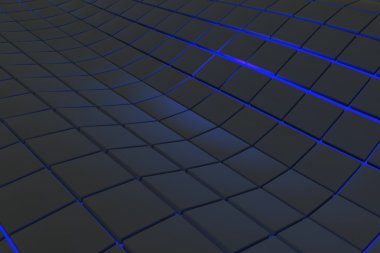 Dalgalı yüzeyi parlak arka plana sahip siyah küpler yapılmış