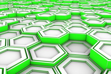 Arka plan beyaz altıgenler yeşil parlak taraf ile yapılmış