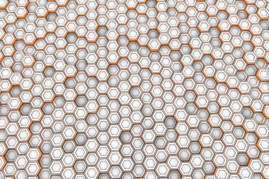 Arka plan beyaz altıgenler turuncu parlak taraf ile yapılmış