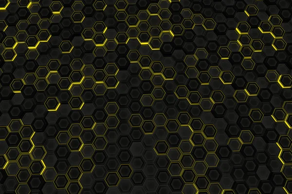 Abstract industrial background made of glowing hexagons — Stock Photo, Image