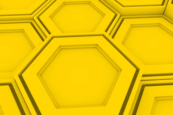 Fond abstrait composé d'hexagones jaunes, mur d'hexagones — Photo