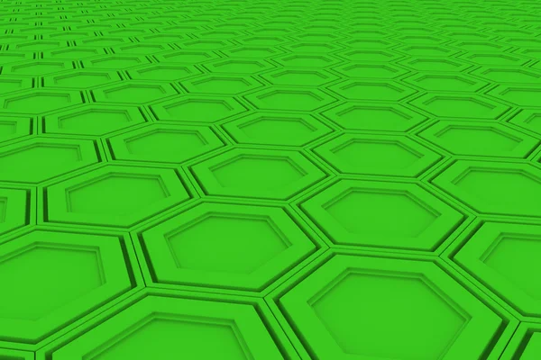 抽象的な背景の緑の六角形の六角形の壁 — ストック写真