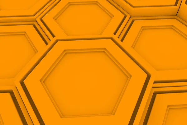 Abstracte achtergrond gemaakt van Oranje zeshoeken, muur van zeshoeken — Stockfoto