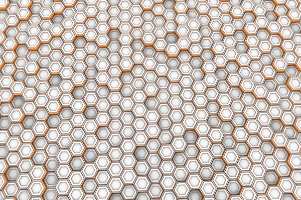 Arka plan beyaz altıgenler turuncu parlak taraf ile yapılmış