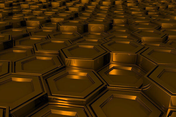 Abstract industrial background made of hexagons, 3d render illustration