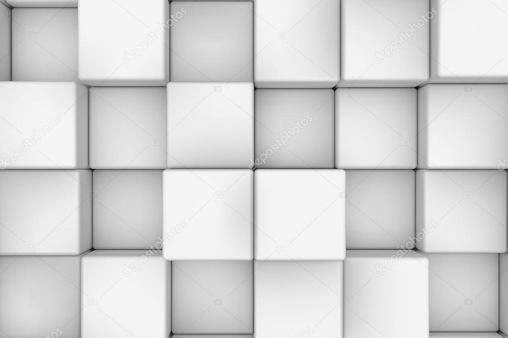 Wall of white cubes. Abstract background