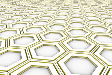 Arka plan beyaz altıgenler sarı parlak taraf ile yapılmış