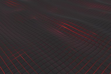 Dalgalı yüzeyi parlak arka plana sahip siyah küpler yapılmış