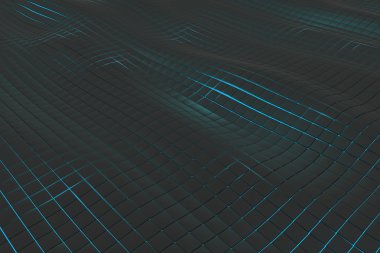 Dalgalı yüzeyi parlak arka plana sahip siyah küpler yapılmış