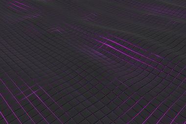 Dalgalı yüzeyi parlak arka plana sahip siyah küpler yapılmış