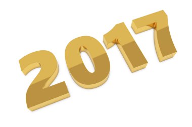 Yeni 2017 yıl altın metal figürleri gölge ile katta yatıyor 