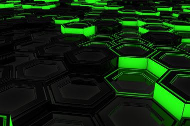 Parlayan altıgenler yapılan endüstriyel arka plan