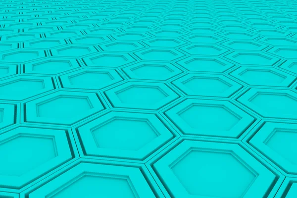 Fond abstrait fait d'hexagones de cyan, mur d'hexagones — Photo