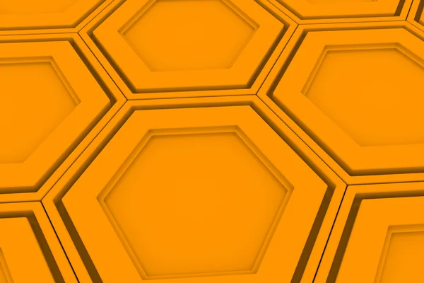 Fundo abstrato feito de hexágonos laranja, parede de hexágonos — Fotografia de Stock