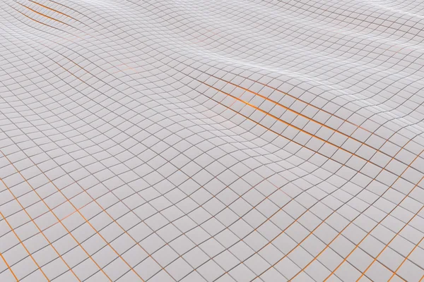 Superfície ondulada feita de cubos brancos com fundo brilhante — Fotografia de Stock