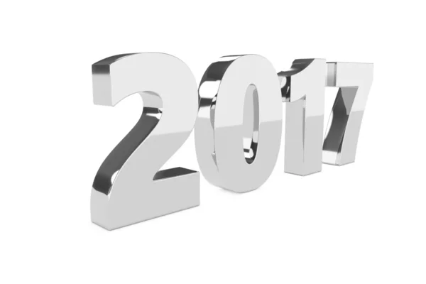 Nouveaux chiffres 2017 année métal debout sur le sol avec ombre — Photo