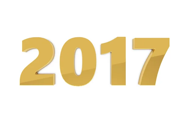 Uusi 2017 vuoden kulta metalli luvut makaa lattialla varjossa — kuvapankkivalokuva