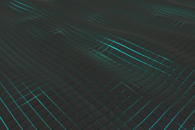 Dalgalı yüzeyi parlak arka plana sahip siyah küpler yapılmış