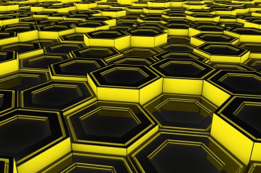 Parlayan altıgenler yapılan endüstriyel arka plan