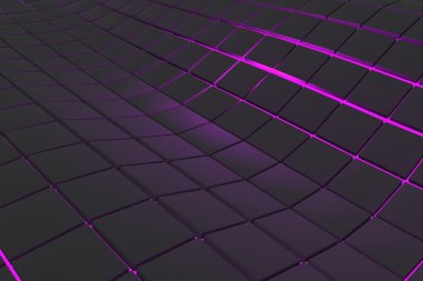 Dalgalı yüzeyi parlak arka plana sahip siyah küpler yapılmış