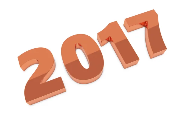 Nowy rok 2017 metalowe liczby leżącej na podłodze z cieniem — Zdjęcie stockowe
