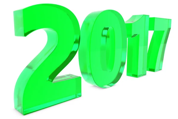 Yeni 2017 yılı rakamları ile gölge yerde yatarken cam — Stok fotoğraf