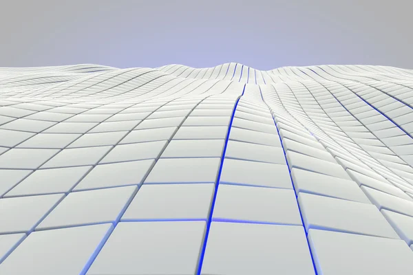 Wellige Oberfläche aus weißen Würfeln mit glühendem Hintergrund — Stockfoto