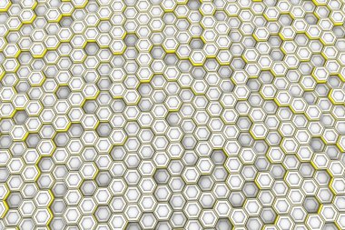 Arka plan beyaz altıgenler sarı parlak taraf ile yapılmış