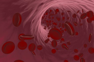 Ven veya arter yoluyla akan kırmızı kan hücreleri, bilimsel