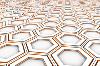 Arka plan beyaz altıgenler turuncu parlak taraf ile yapılmış