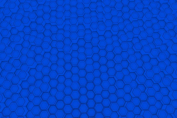 Fundo abstrato feito de hexágonos azuis, parede de hexágonos — Fotografia de Stock