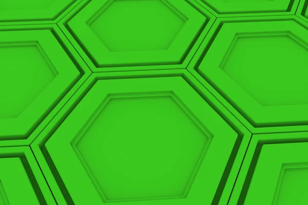 Abstrakter Hintergrund aus grünen Sechsecken, Wand aus Sechsecken — Stockfoto