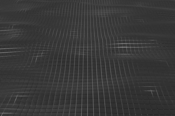 Superfície ondulada feita de cubos pretos com fundo brilhante — Fotografia de Stock